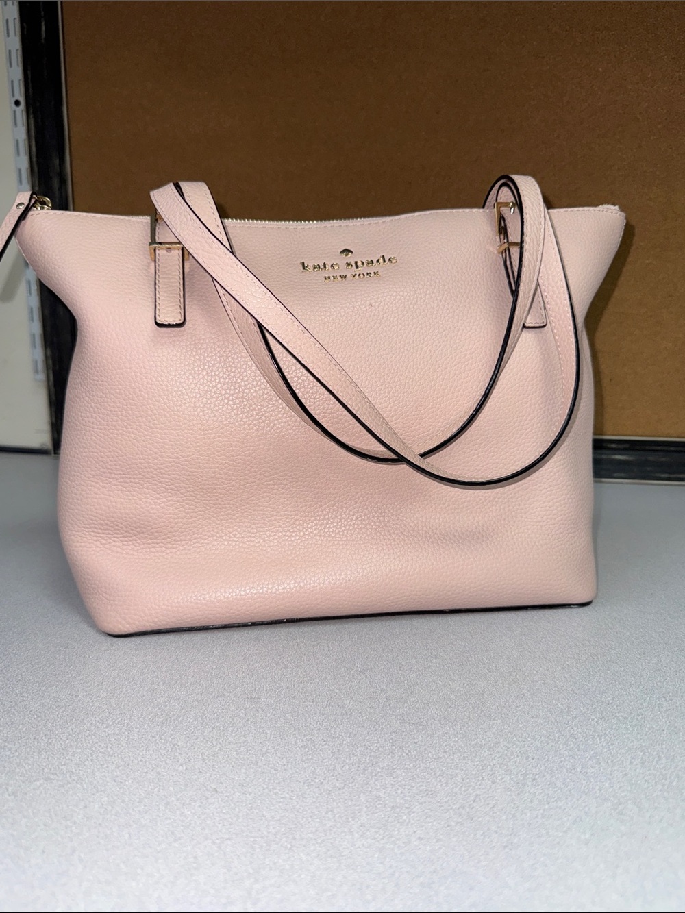 kate spade Pale Pink Pebbled Leather Tote with Shoulder Straps